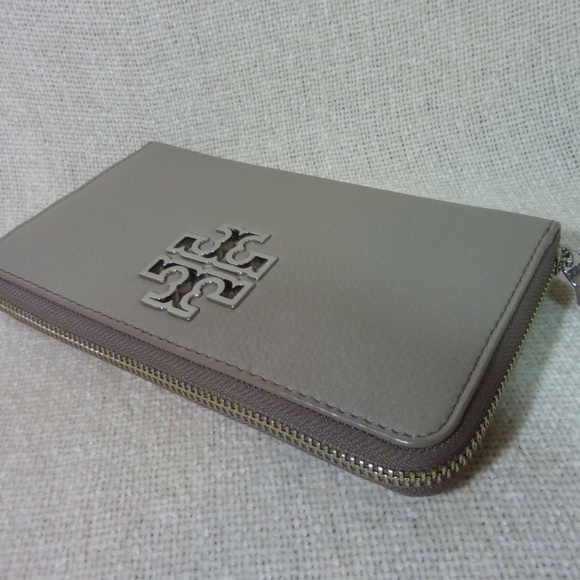 NEW Tory Burch Britten Gray Leather Backpack + Britten Continental Wallet